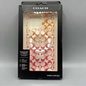 New Coach iPhone 15 Pro Max Case – Pink & Orange Signature Design
